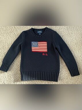 Polo by Ralph Lauren Navy American Flag Knit Sweater